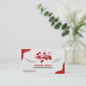 Home & Kantoor Schoonmaak Diensten Red Logo Monogr Visitekaartje (Staand voorkant)