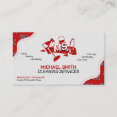 Home & Kantoor Schoonmaak Diensten Red Logo Monogr Visitekaartje (Voorkant)
