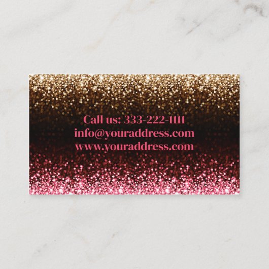 Home & kantoor schoonmaakservice roze gouden glitt visitekaartje (Achterkant)