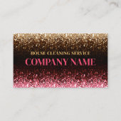 Home & kantoor schoonmaakservice roze gouden glitt visitekaartje (Voorkant)