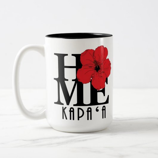 HOME Kapa'a Hawaii Red Hibiscus 15oz Tweekleurige Koffiemok (Links)