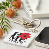 HOME Kapolei Hawaii Red Hibiscus Sleutelhanger (Voorkant Rechts)