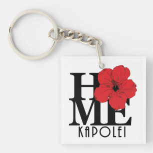 HOME Kapolei Hawaii Red Hibiscus Sleutelhanger