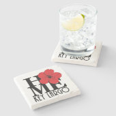 HOME Key Largo Red Hibiscus Stenen Onderzetter (Zijkant)