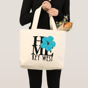 HOME Key West Blue Hibiscus Grote Tote Bag
