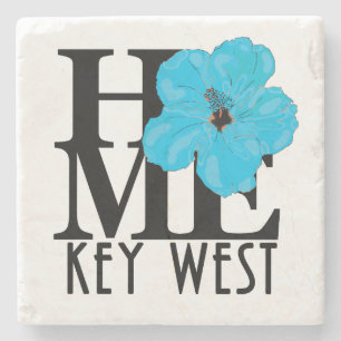 HOME Key West Florida Blauwe Hibiscus Stenen Onderzetter
