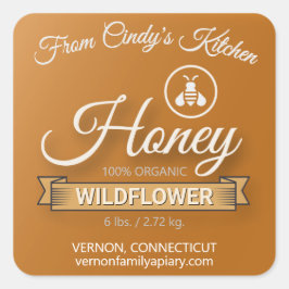 Home Kitchen Golden Amber Honey Jar Vierkante Sticker