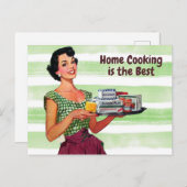 Home Koken is de beste Retro huisvrouw met eten Briefkaart (Voorkant / Achterkant)