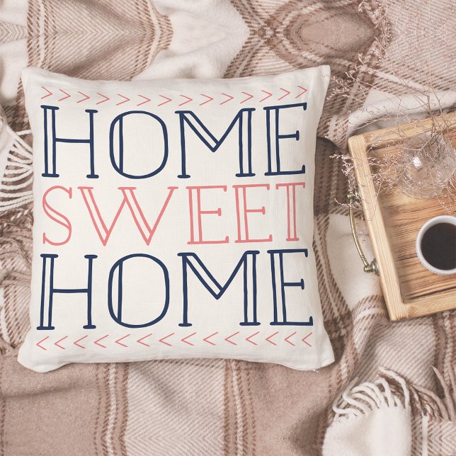 Home | Koraal- en Navy Modern Typografie Kussen (Creator heeft geüpload)