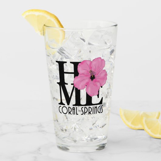 HOME koraal pit roze hibiscus Glas (Voorkant ijs)