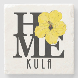 HOME Kula Yellow Hibiscus Stenen Onderzetter