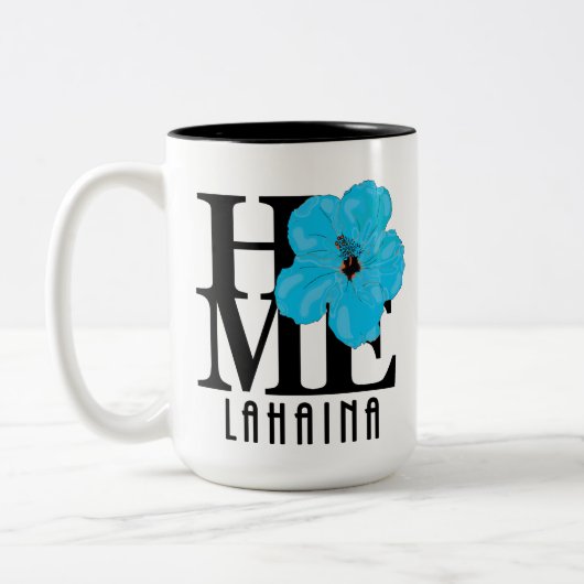 HOME Lahaina Blue Hibiscus 15oz Tweekleurige Koffiemok (Links)