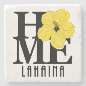 HOME Lahaina Gele Hibiscus Stenen Onderzetter (Voorkant)