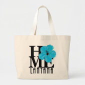 HOME Lantana Florida Blue Hibiscus Grote Tote Bag (Voorkant)
