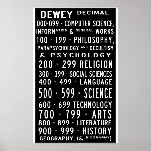Home Library Dewey Decimal Busroll Poster (Voorkant)