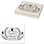 Home lief huis doodle huis met hart en bladeren rubberstempel (Gestempeld)
