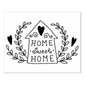 Home lief huis doodle huis met hart en bladeren rubberstempel (Afrduk)