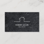 Home Logo Real Estate Black Stone Realtor Visitekaartje (Voorkant)