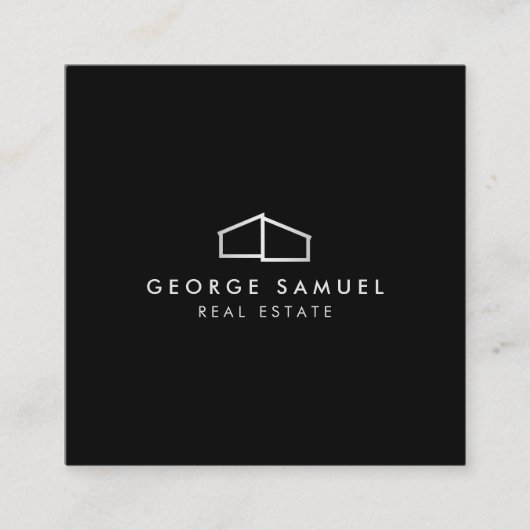 Home Logo Realtor Zwart & Wit Vierkante Visitekaartje (Voorkant)