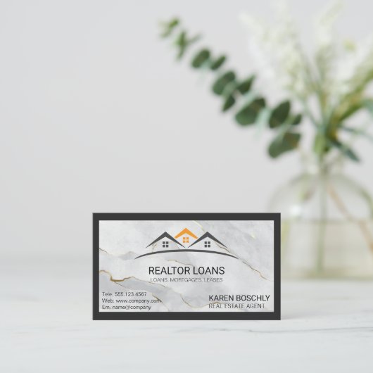 Home Logos | Zwarte marmer-grens Visitekaartje (Staand voorkant)