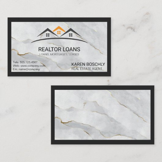 Home Logos | Zwarte marmer-grens Visitekaartje (Voorkant / Achterkant)