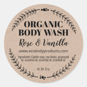 Home Made Biologische Body Wash Zeep Kraft Labels