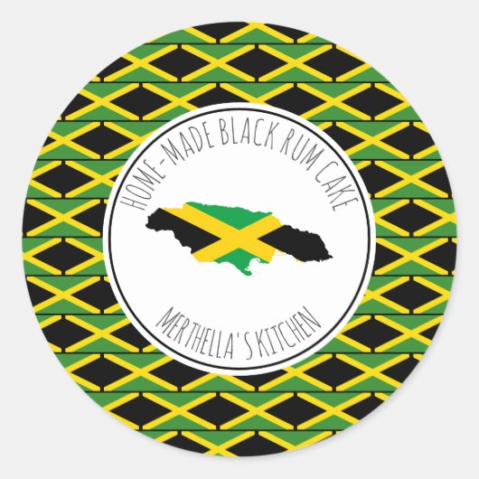HOME-MADE BLACK RUM CAKE Jamaica Flag Ronde Sticker (Voorkant)
