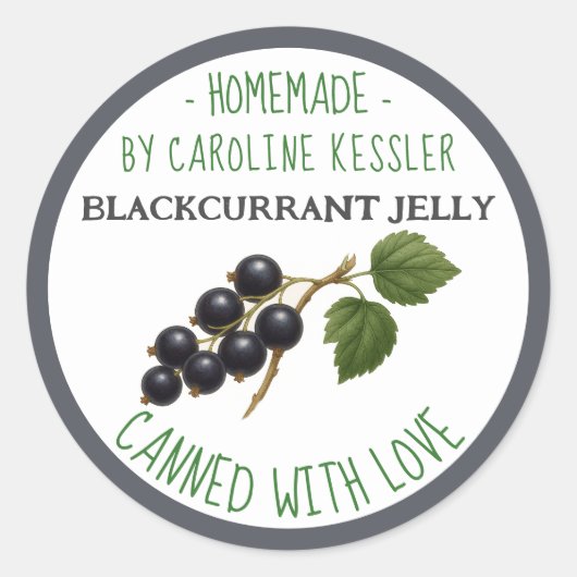 Home Made Blackcurrant Jelly Canning Label Sheet (Voorkant)
