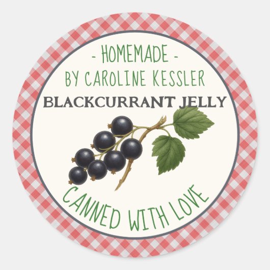 Home Made Blackcurrant Jelly Canning Label Sheet (Voorkant)