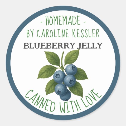 Home Made Blueberry Jelly Canning Label Sheet (Voorkant)