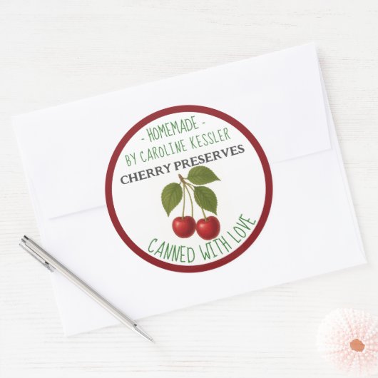 Home Made Cherry Preserves Canning Label Sheet (Envelop)
