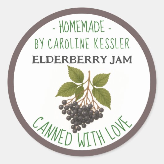 Home Made Elderberry Jam Canning Label Sheet (Voorkant)
