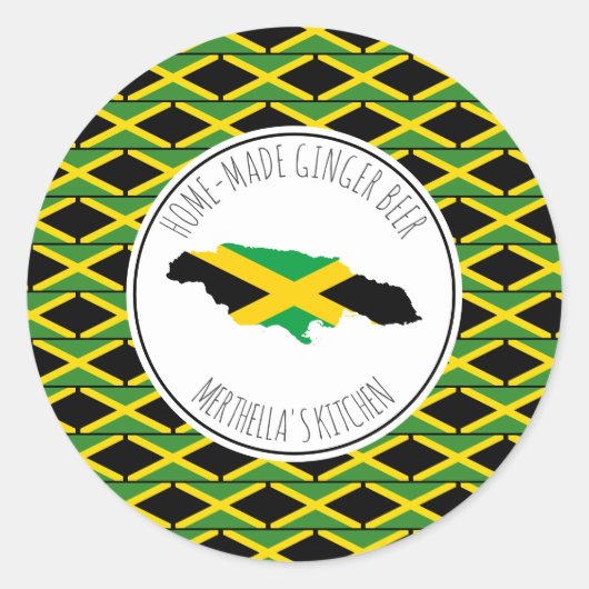 HOME-MADE GINGER BEER Jamaica Flag Ronde Sticker (Voorkant)