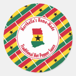 Home Made HOT PEPPER SAUCE Ghana Vlag Ronde Sticker