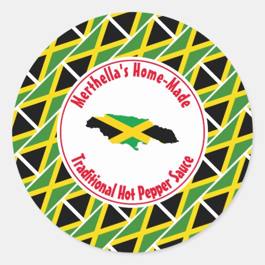 Home Made HOT PEPPER SAUCE Jamaica Vlag Ronde Sticker (Voorkant)