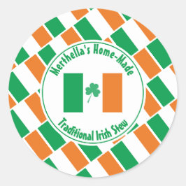 Home Made IERS STOOFPOT Ierland Vlag Shamrock Ronde Sticker