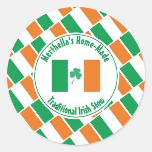 Home Made IERS STOOFPOT Ierland Vlag Shamrock Ronde Sticker