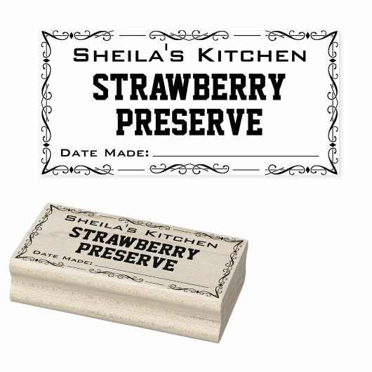 Home Made Jam of Wijn Label Rubberstempel