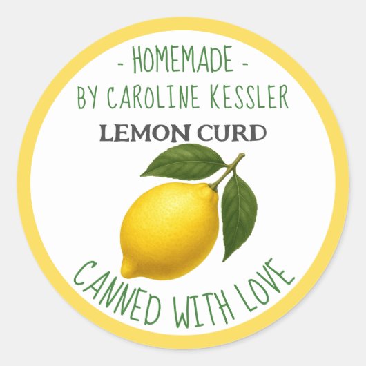 Home Made Lemon Curd Canning Label Sheet (Voorkant)