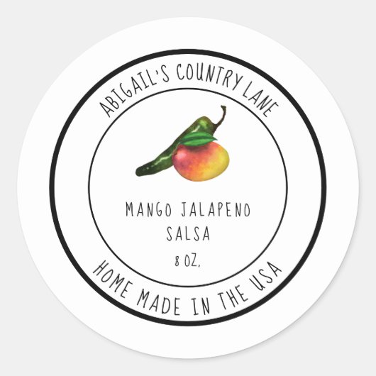 Home Made Mango Jalapeno Salsa Label (Voorkant)