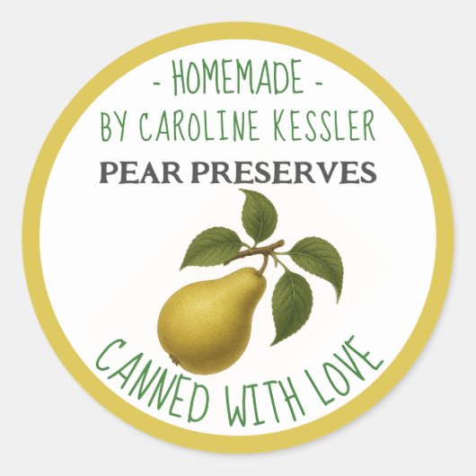 Home Made Pear Preserves Canning Label Sheet (Voorkant)