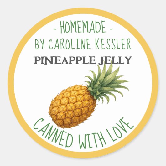 Home Made Pineapple Jelly Canning Label Sheet (Voorkant)
