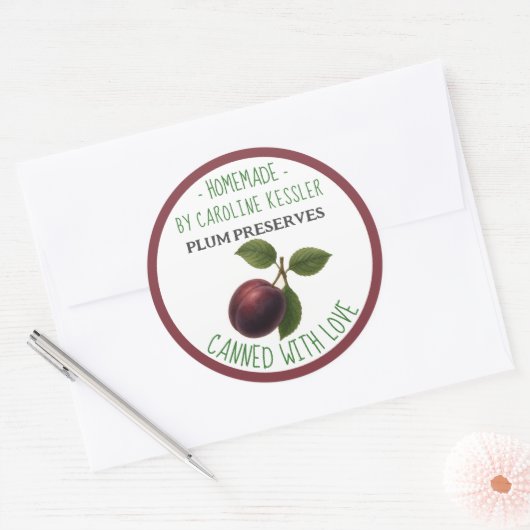 Home Made Plum Preserves Canning Label Sheet (Envelop)
