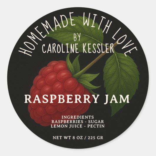 Home Made Raspberry Jam Canning Label Roll (Voorkant)