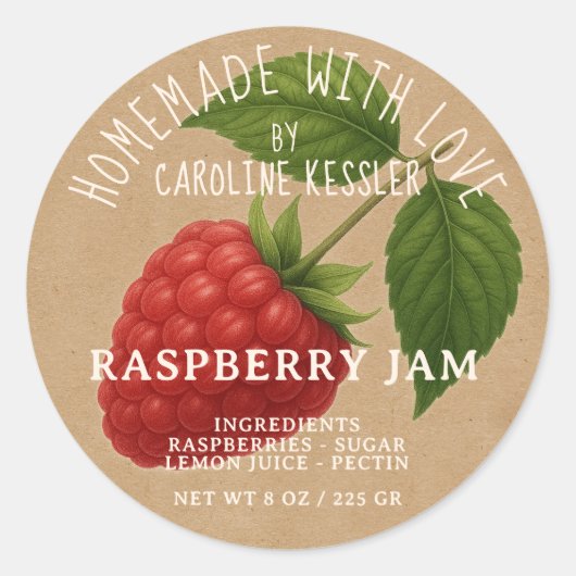 Home Made Raspberry Jam Canning Label Roll (Voorkant)
