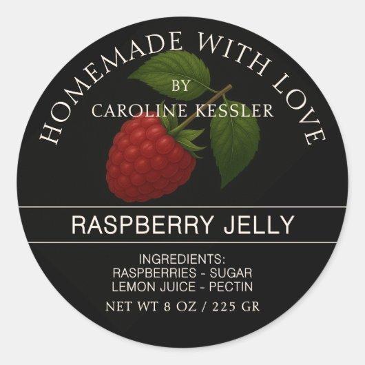 Home Made Raspberry Jelly Canning Label Sheet (Voorkant)