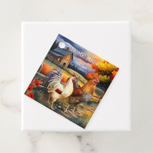 Home Made Rooster Boerderij Art Bedankjes Labels (In situ)