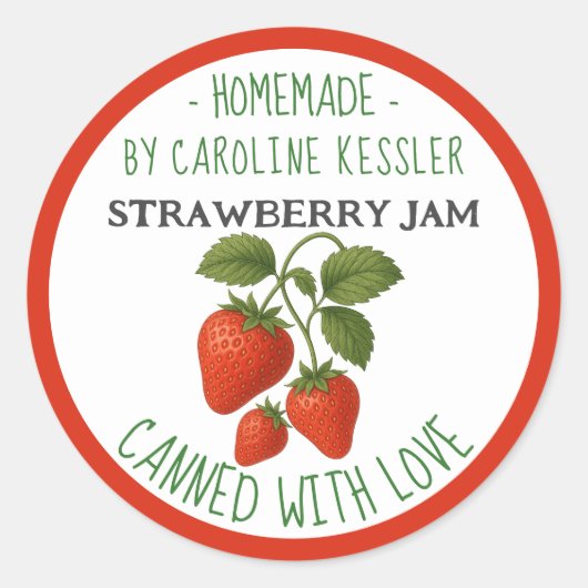 Home Made Strawberry Jam Canning Label Sheet (Voorkant)
