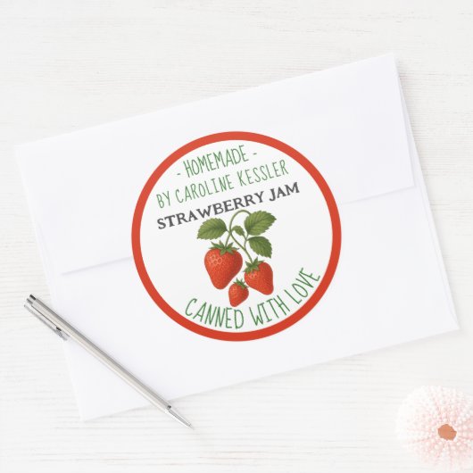 Home Made Strawberry Jam Canning Label Sheet (Envelop)
