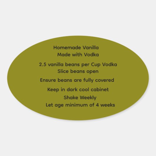 Home Made Vanilla Vodka Recept labels (Voorkant)